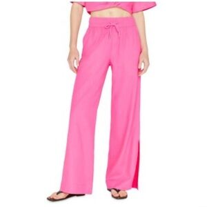 Frame Denim Pink Wide-Leg Slit Pants